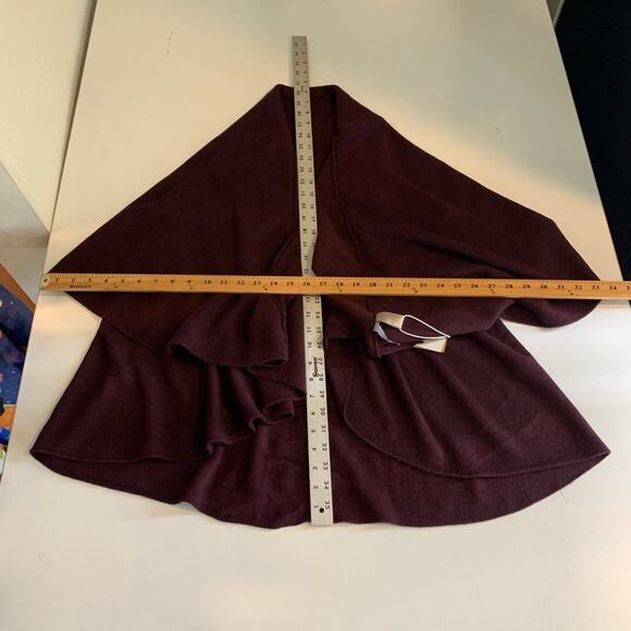 Look By M Shawl Vest Womens One Size Raisin Waterfall Hem Open Front Cardigan - Picture 6 of 11